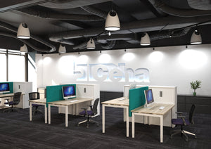 Bureau Easy 4 met wit onderstel en eiken wit blad