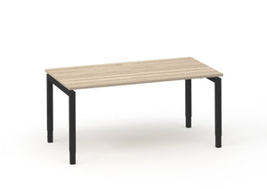 4-poots bureau met eiken wit blad van 200x100 cm en zwart onderstel van Ceha Europe