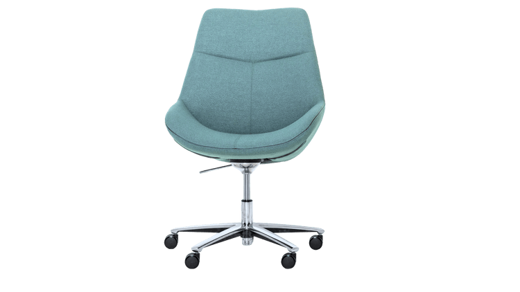 Blauwe conferentiestoel Cato met hoge rug