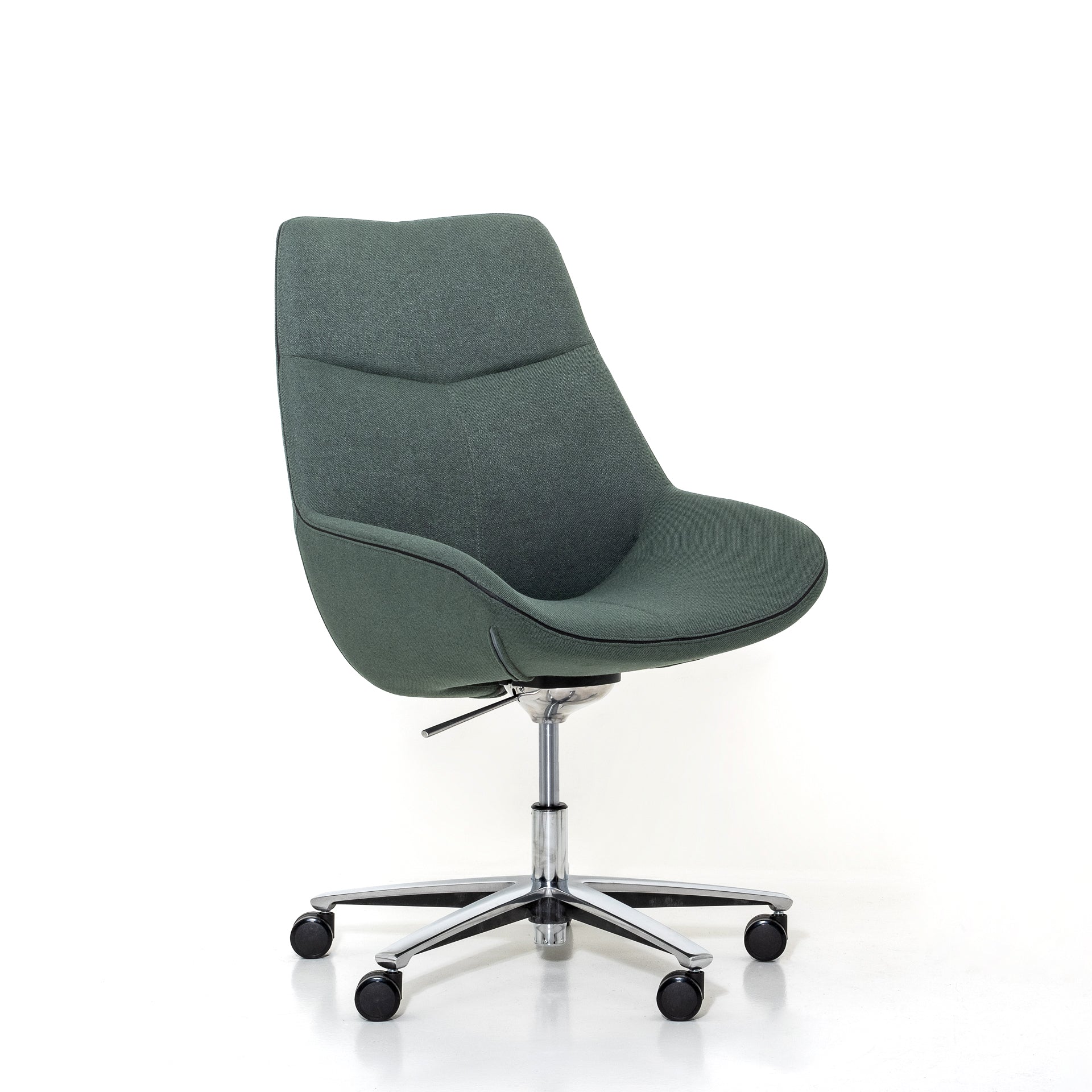 Mosgroene Cato conferentiestoel met hoge rugleuning