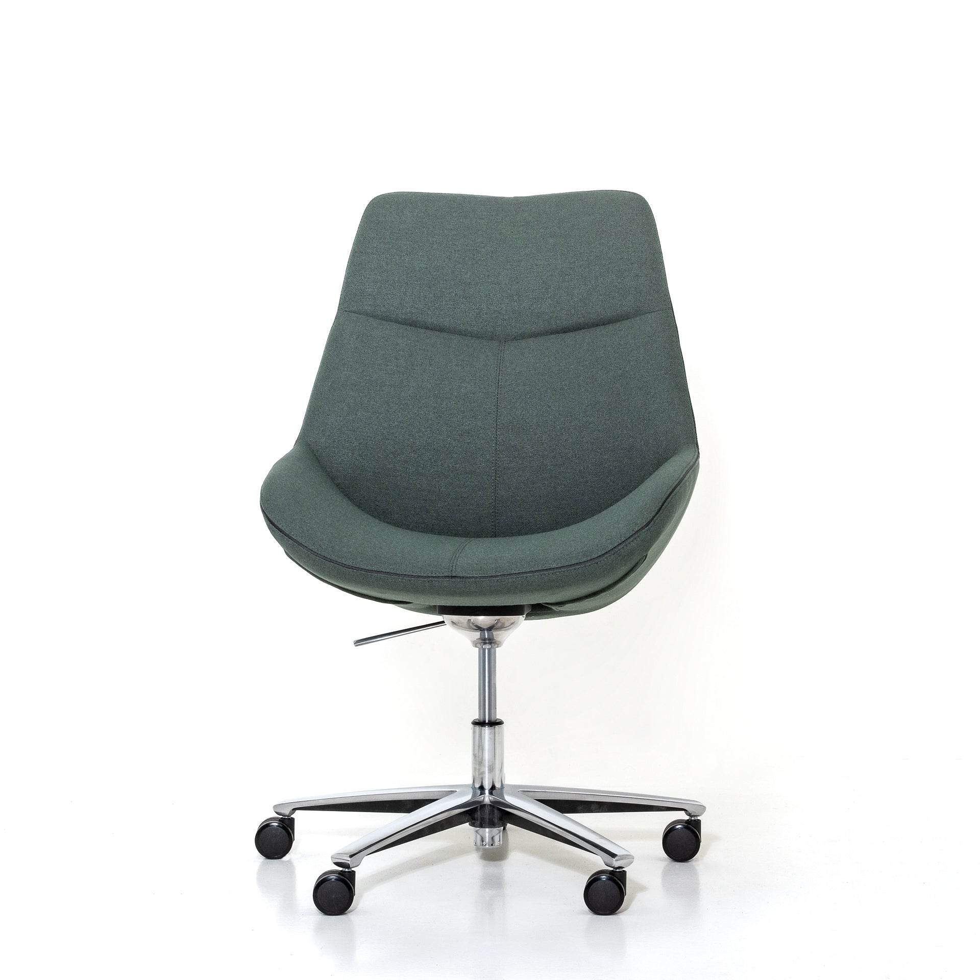 Cato conferentiestoel in mosgroene kleur met hoge rugleuning