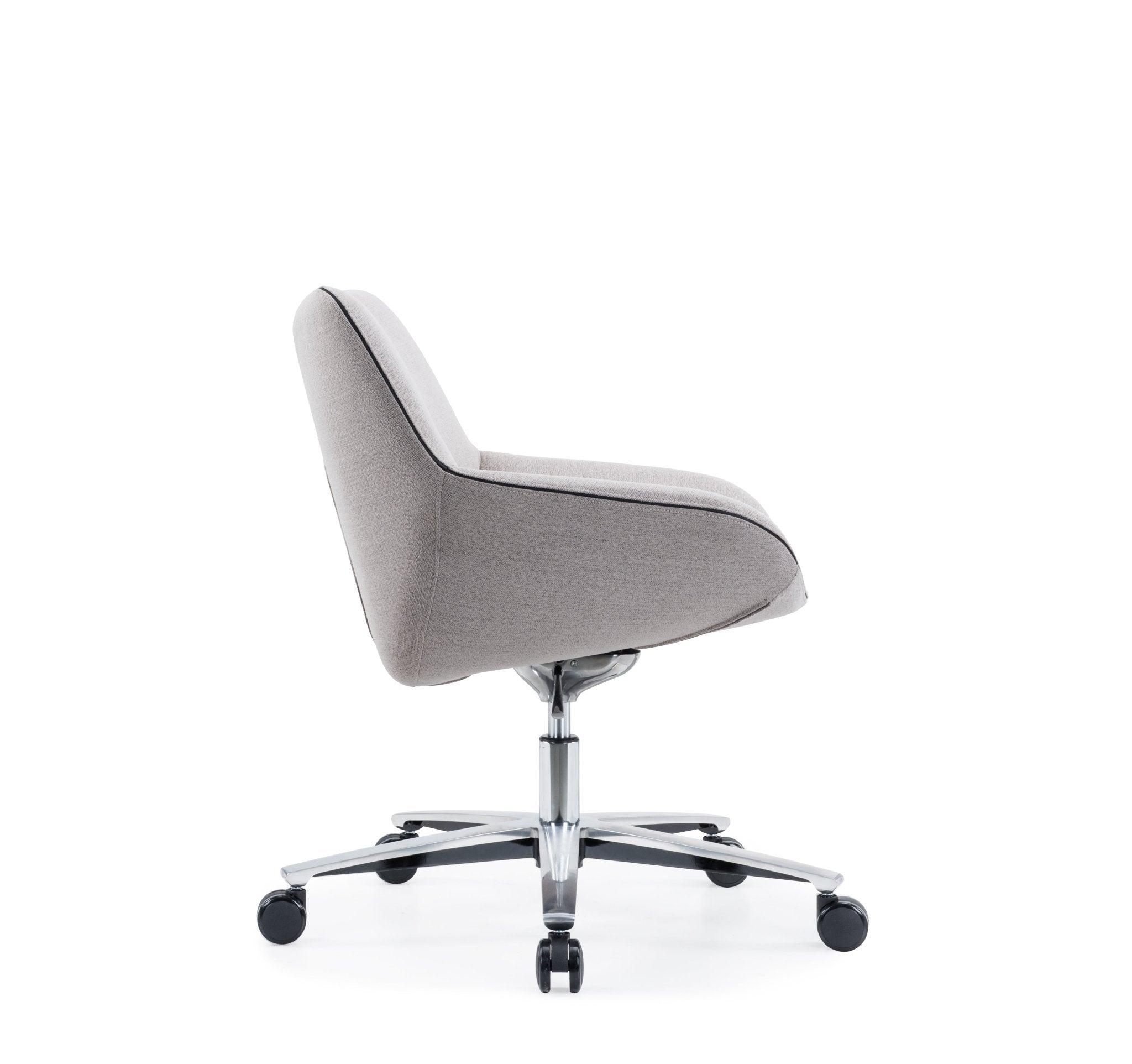 Vergaderstoel met lichtgrijze bekleding en medium rug