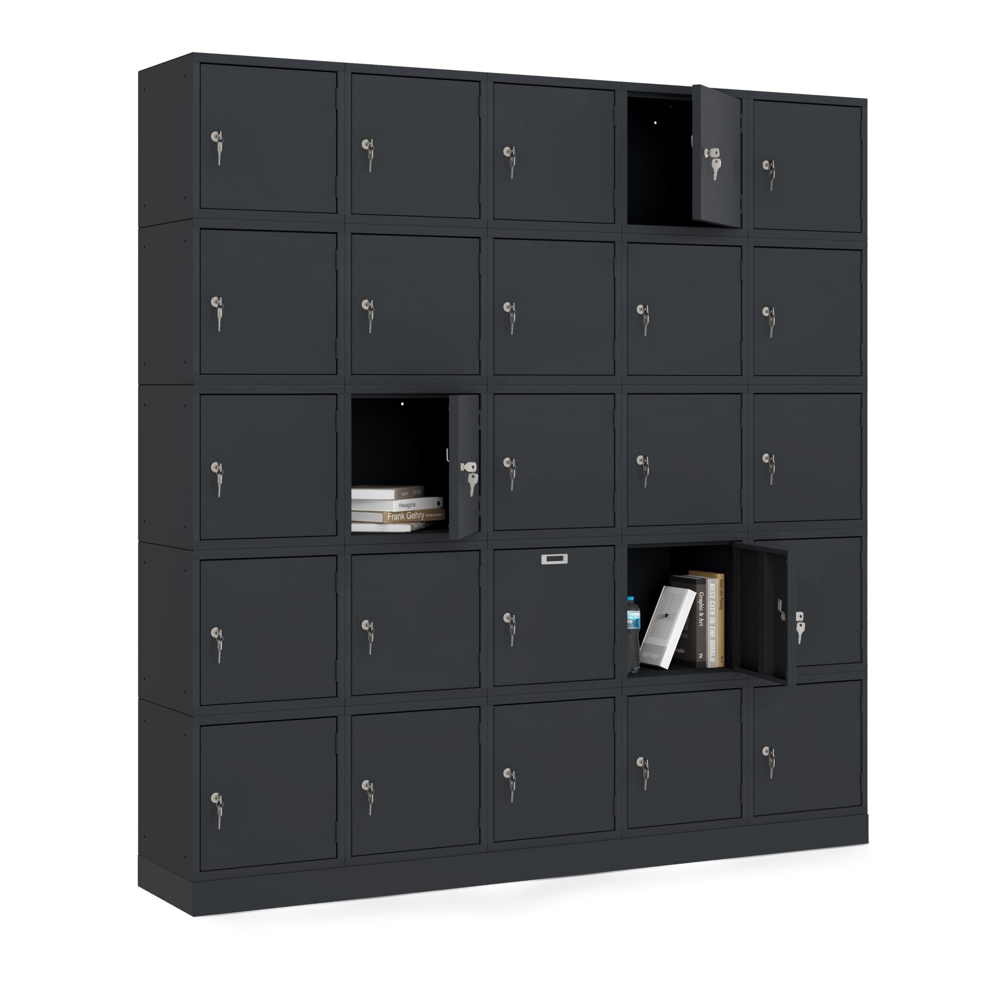 Darkline cube lockers met open deuren