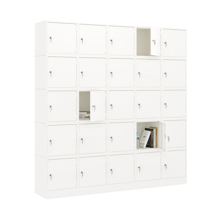 Witte cube lockers in wandopstelling