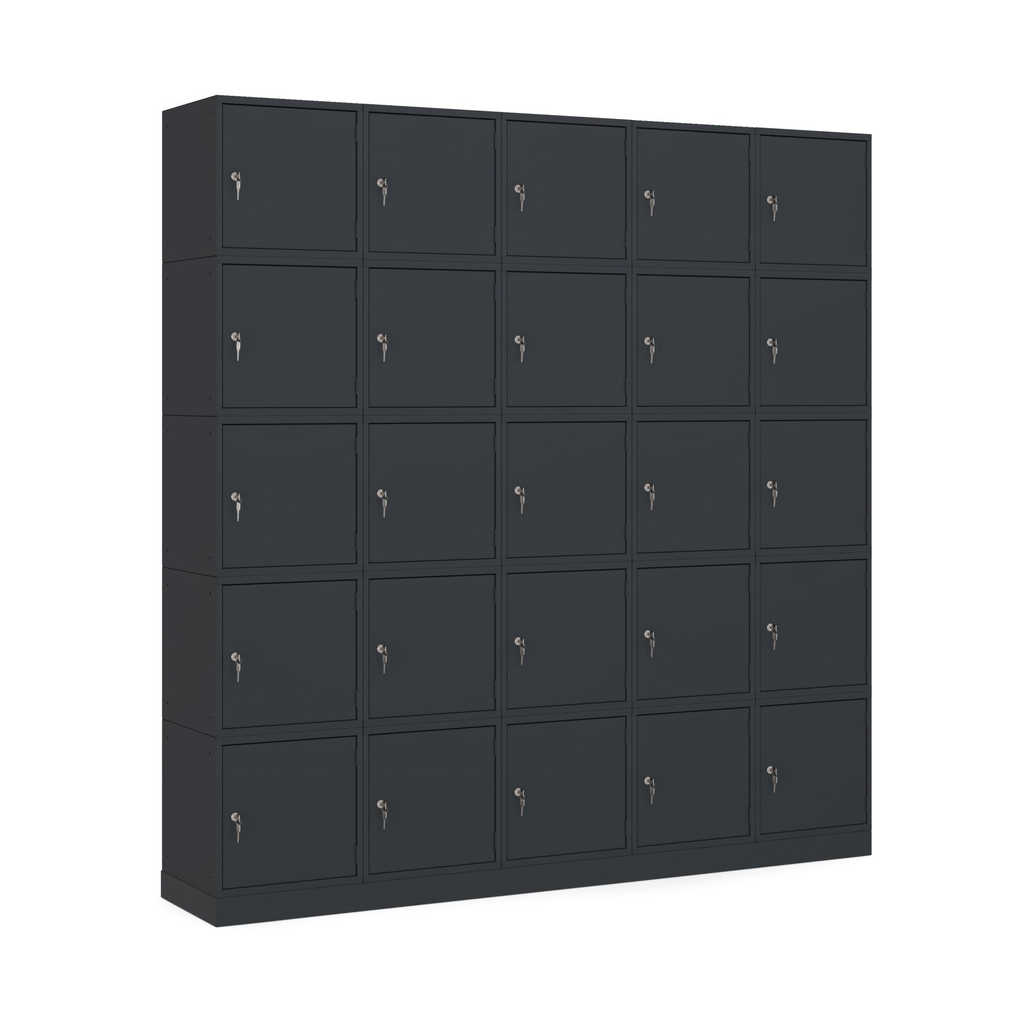 Antraciet cube lockers in flexibele wandopstelling