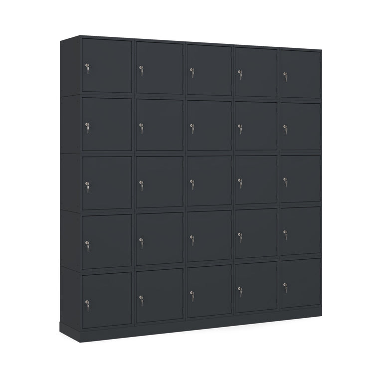 Antraciet cube lockers in flexibele wandopstelling