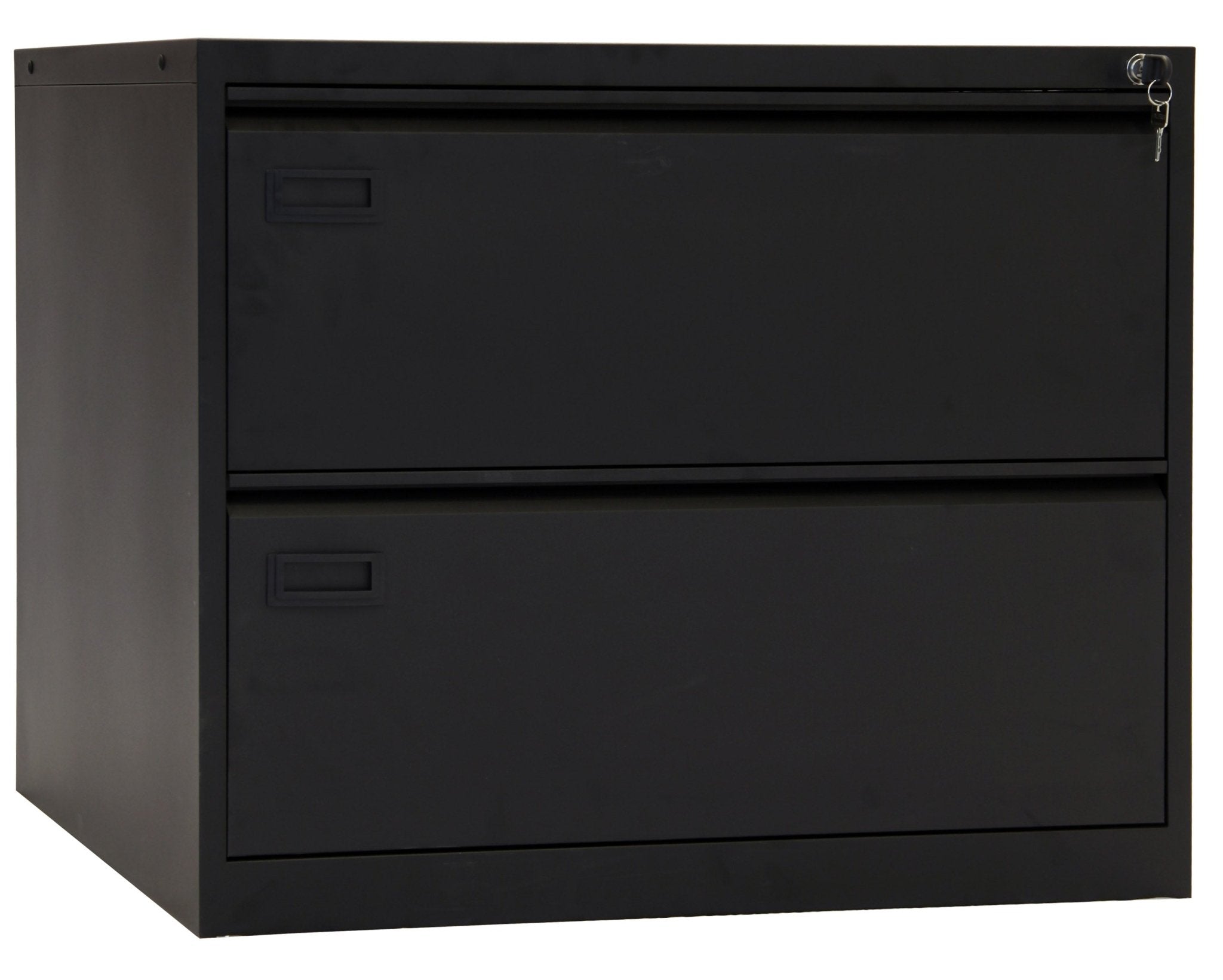 Zwarte dossierladekast met twee lades