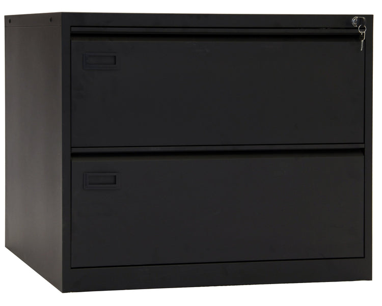Zwarte dossierladekast met twee lades