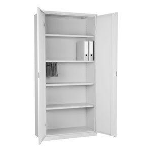 Binnenkant lichtgrijze draaideurkast CH met strakke afwerking