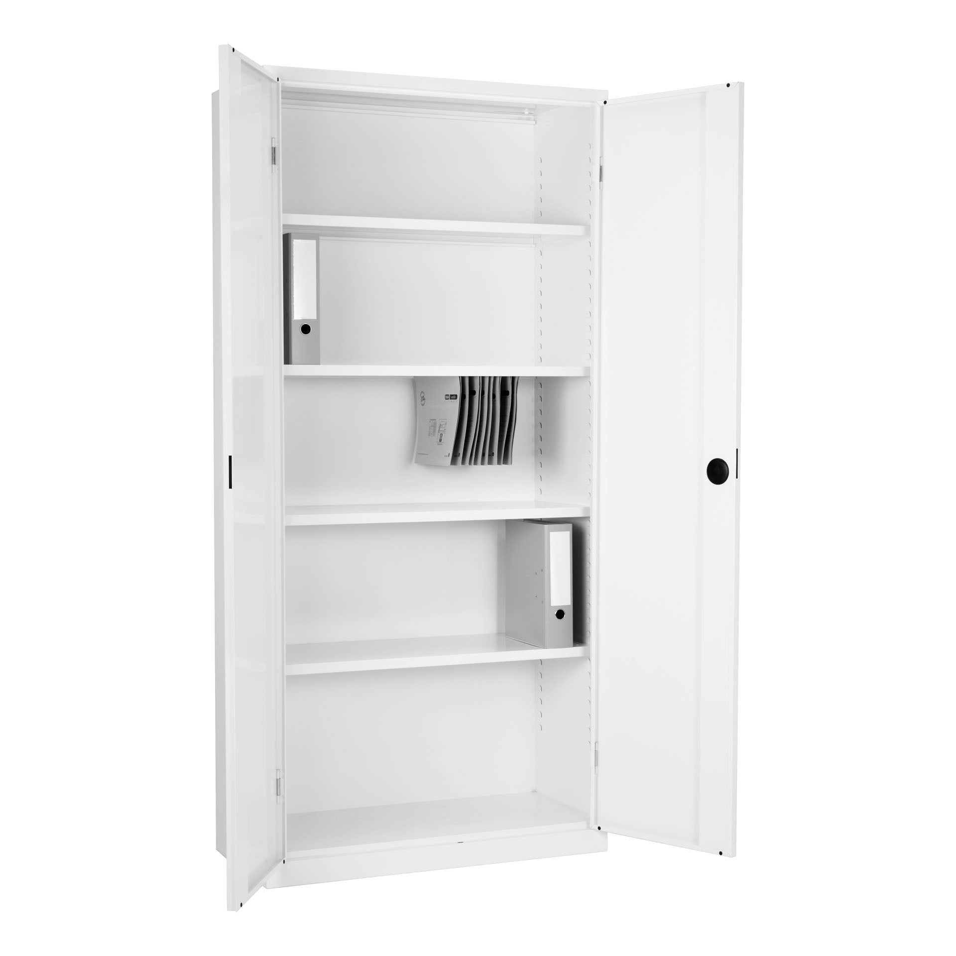 Stalen opbergkast wit RAL 9010 met moderne uitstraling