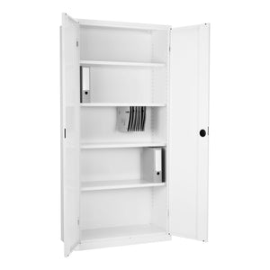 Stalen opbergkast wit RAL 9010 met moderne uitstraling