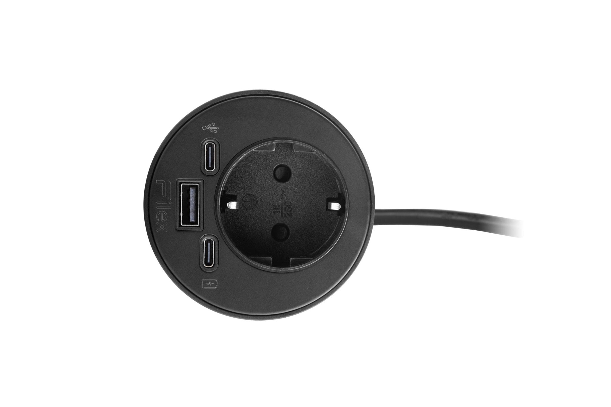 Filex Power-spot in zwart met oplaad- en datafunctie via USB-C en USB-A