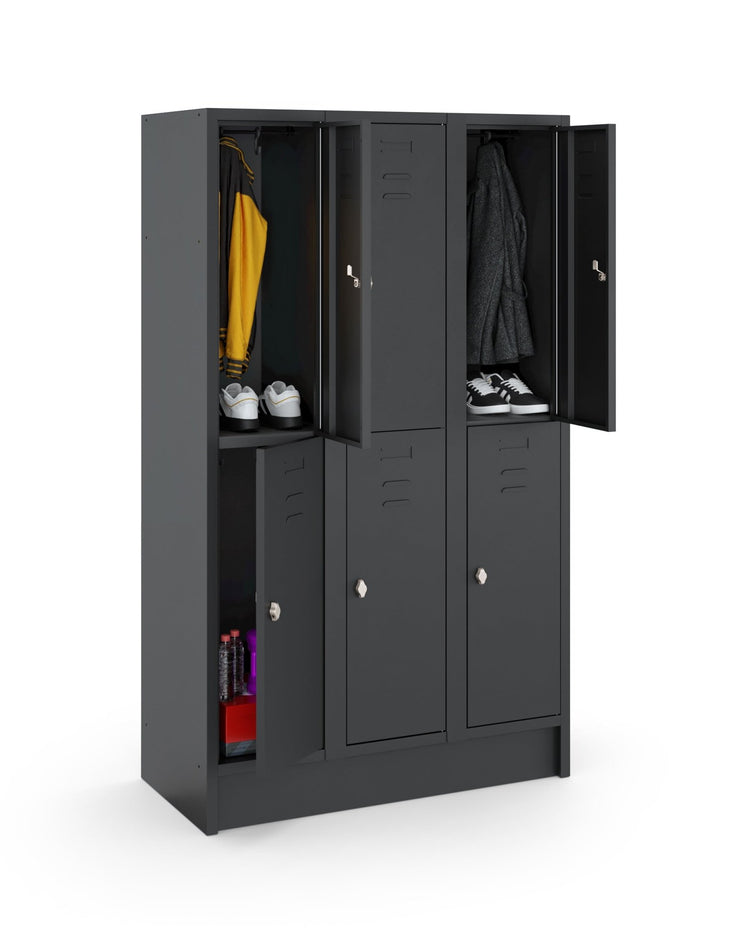 CHB Basic garderobekast met 6 vakken in zwart RAL900