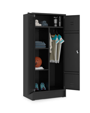 HRT garderobekast in RAL9005 met valgrendelslot en kledingroede