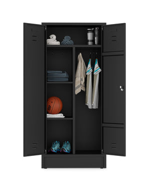 Garderobekast HRT zwart met legborden en valgrendelslot