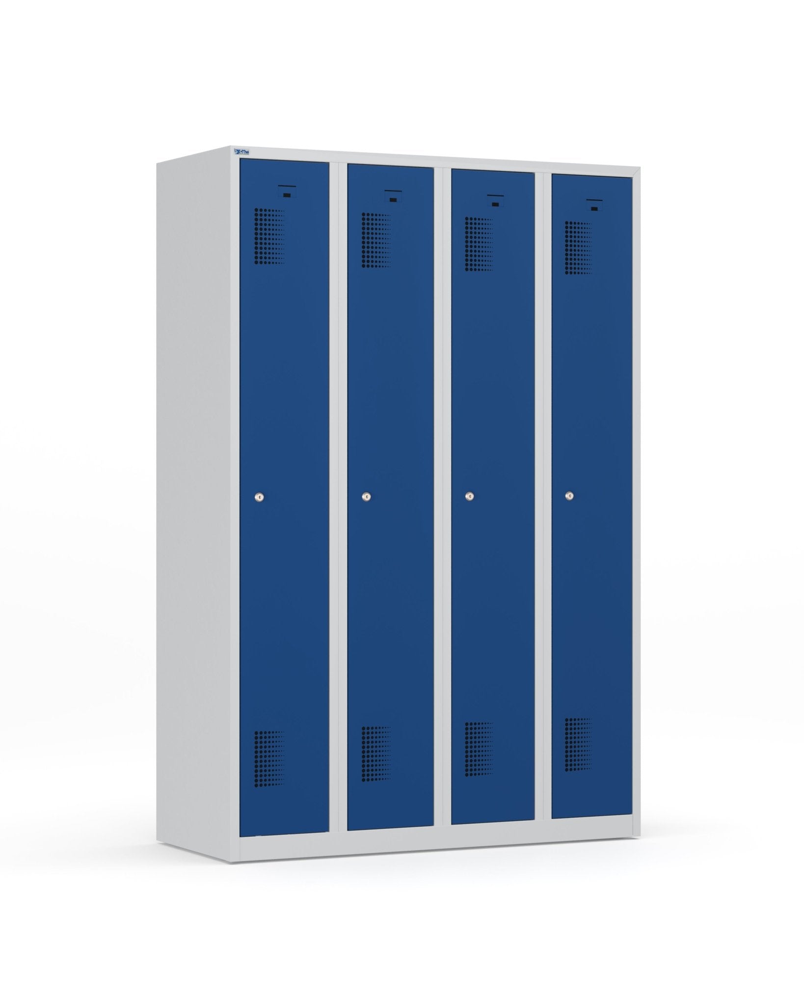 Garderobekast met vier vakken in grijs blauw
