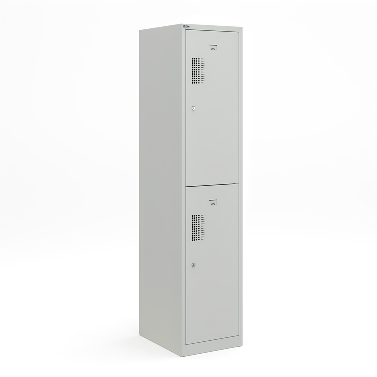 Lichtgrijze garderobekast 180-1.2 met valgrendelslot en schoon-/vuilverdeling