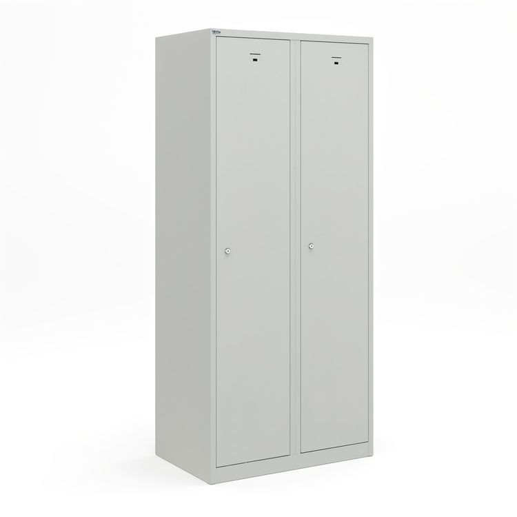 Grijze garderobekast met 2 vakken van 180x80x50 cm met schoon/vuilverdeling