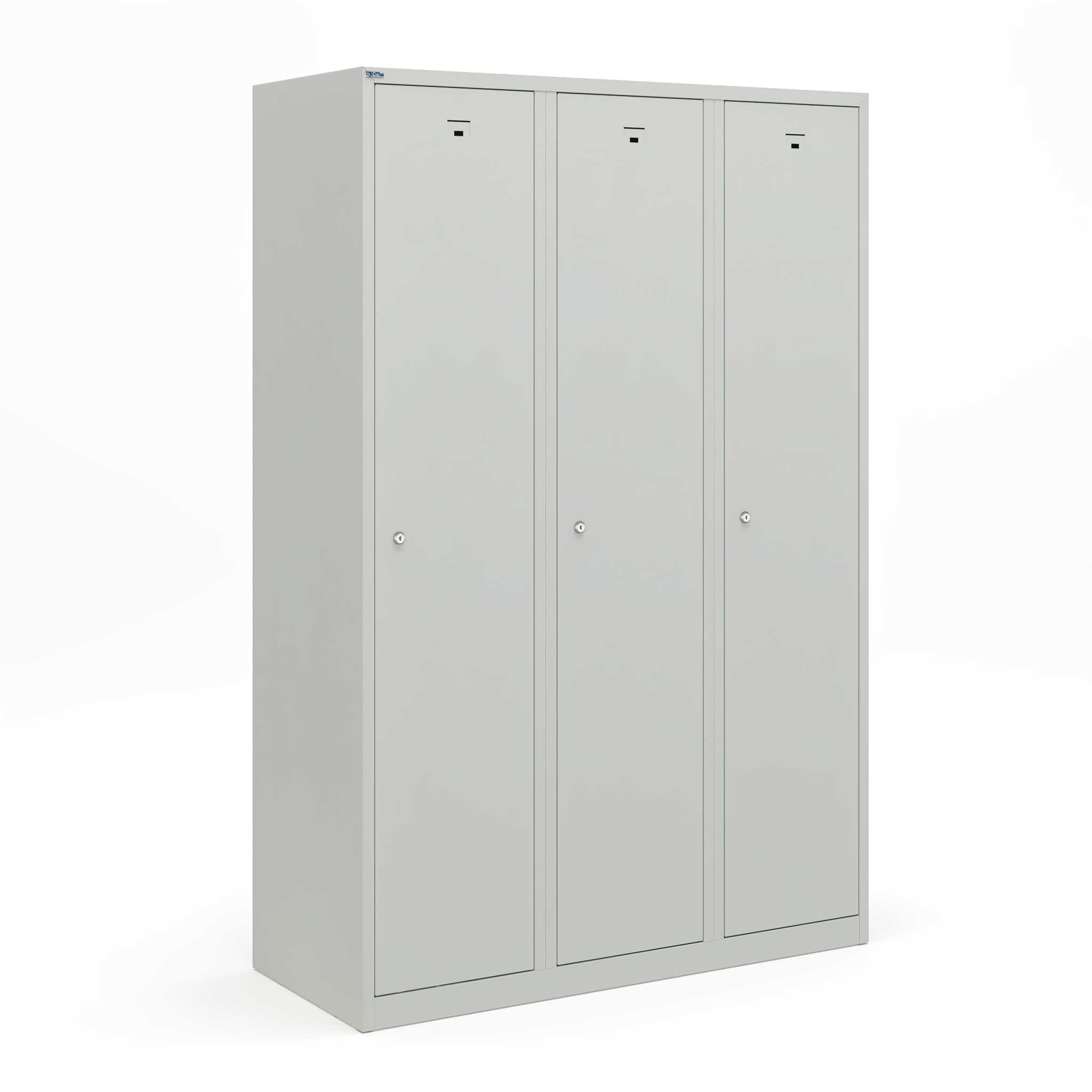Grijze garderobekast met 3 deuren en valgrendelslot