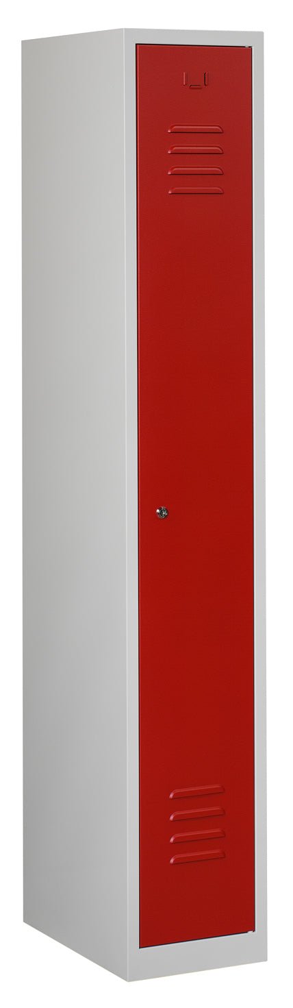 Garderobekast RH 1.1 met rode deur en valgrendelslot