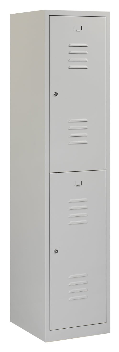 Garderobekast in RAL7035 met 2 vakken en valgrendelslot van Ceha Europe