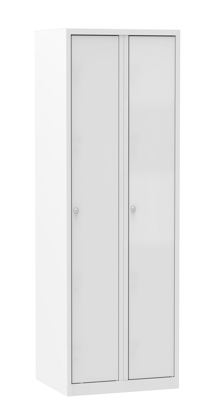 Witte garderobekast met kleurrijke deuren en cilinderslot