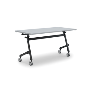 Zwart inklapbaar onderstel met grijs blad bouwmeubilair