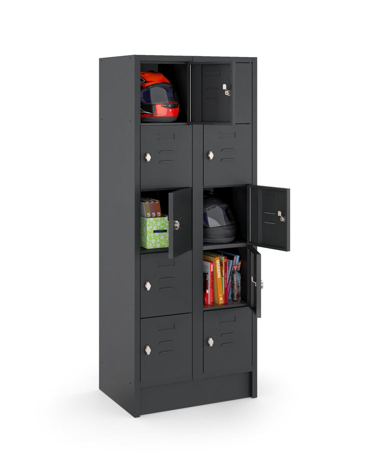 Stevige locker CHB Basic 180-2.10 zwart RAL9005 met 10 vakken