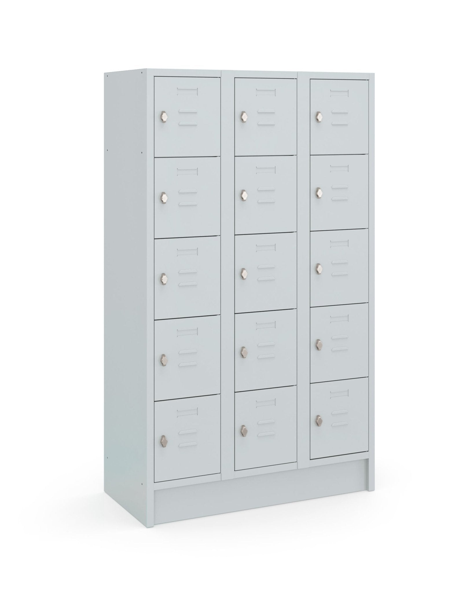Locker met 15 vakken verdeeld over 3 kolommen