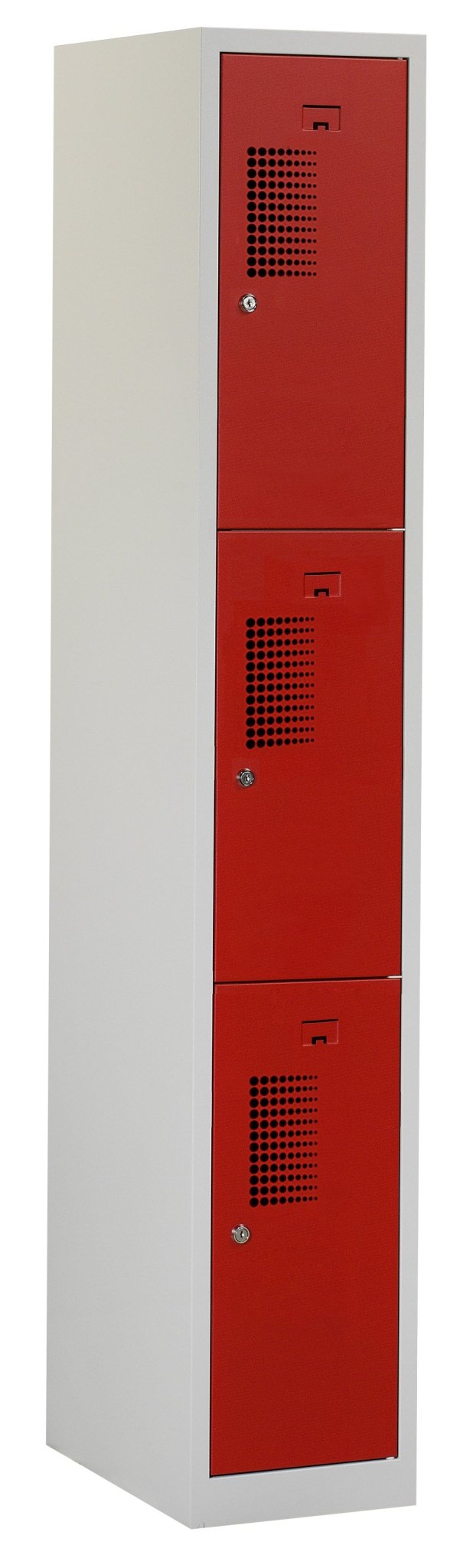 Grijs rode premium locker met 3 vakken en valgrendelslot