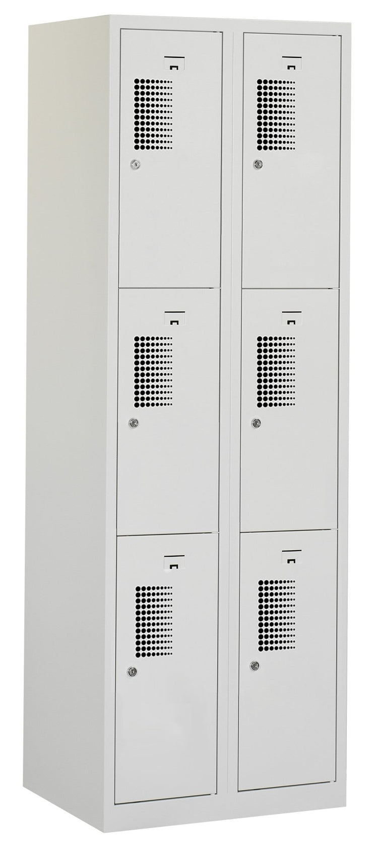 Grijze premium locker met 6 vakken in RAL7035 met valgrendelslot