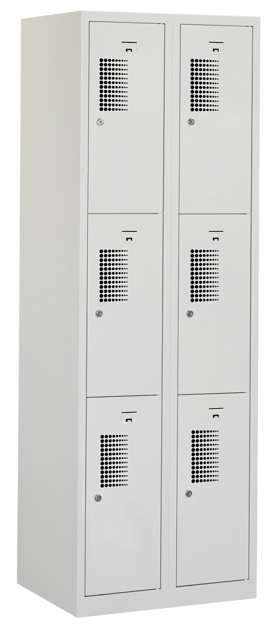 Grijze premium locker met 6 vakken in RAL7035 met valgrendelslot