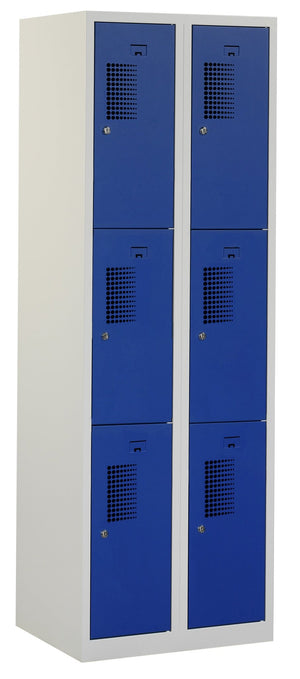 Blauw grijze Premium locker met 6 vakken en valgrendelslot