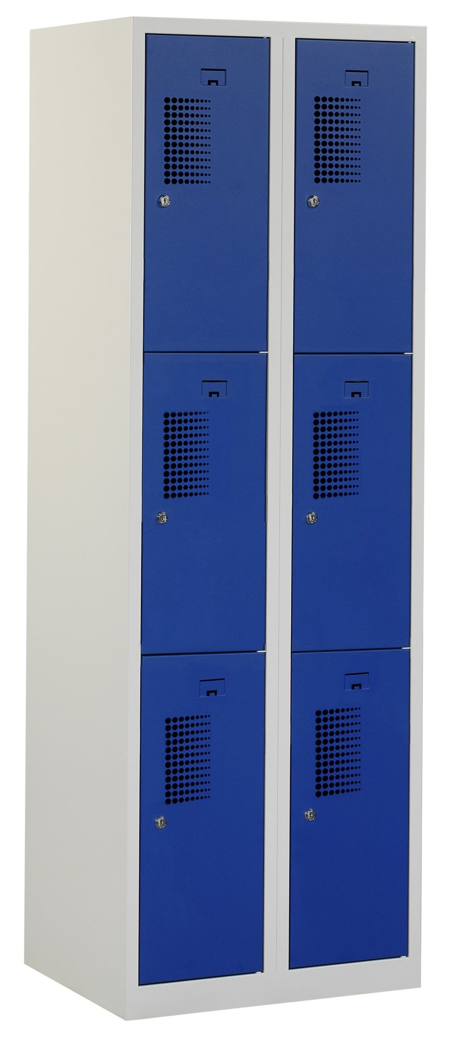Blauw grijze Premium locker met 6 vakken en valgrendelslot