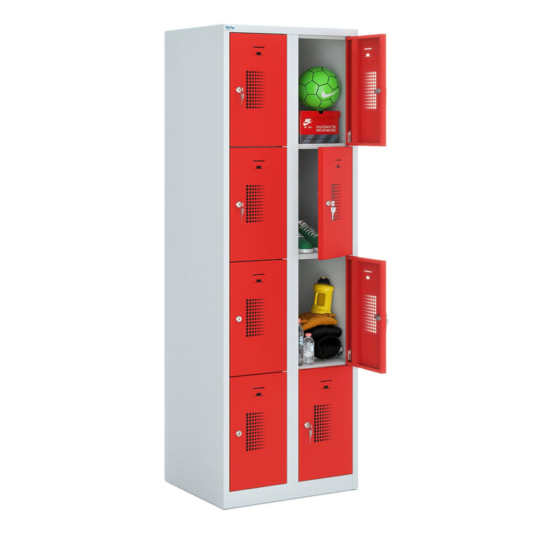 Grijs rode premium locker met 8 vakken