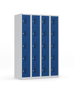 Grijs blauwe premium lockerkast met 20 vakken en valgrendelslot van Ceha Europe