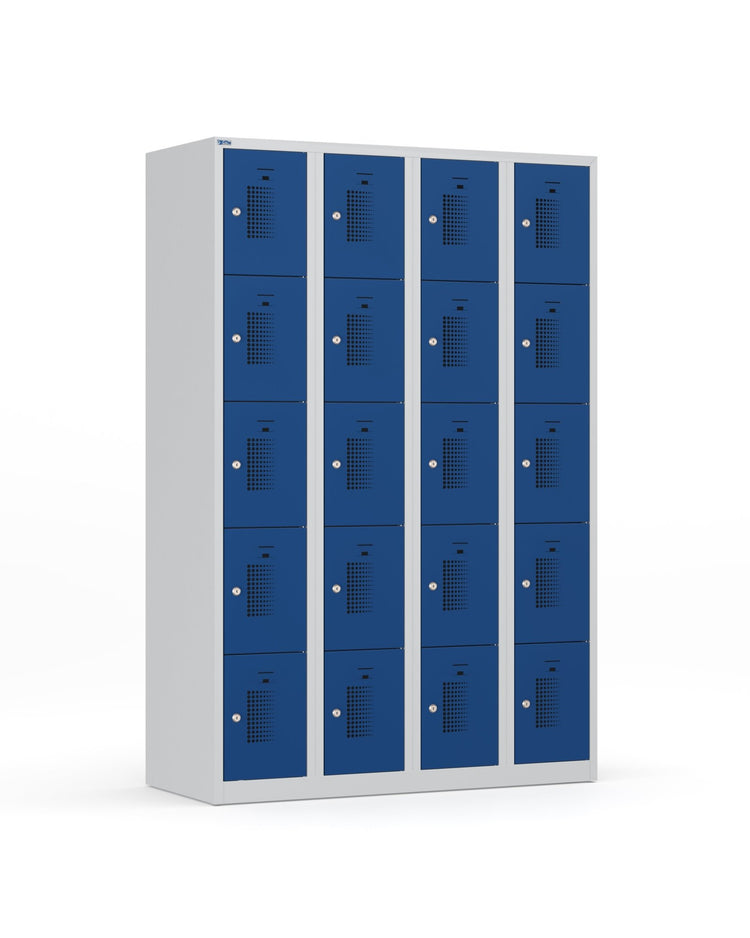 Grijs blauwe premium lockerkast met 20 vakken en valgrendelslot van Ceha Europe