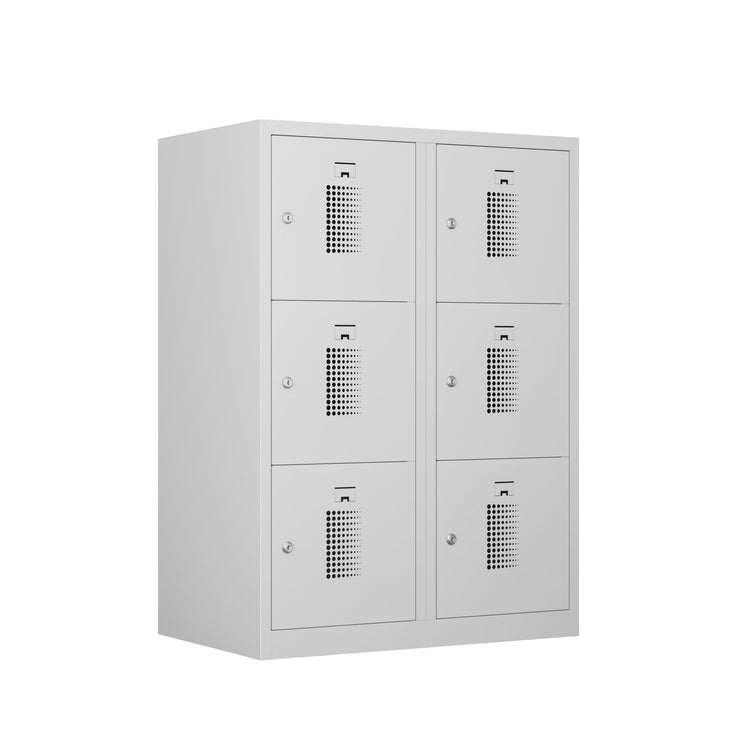 Grijze lockerkast met 6 vakken