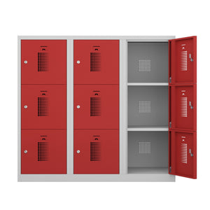 Grijze locker met rode deuren Ceha Europe