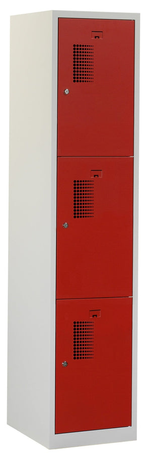 Praktische locker 180x40x50 cm in grijs/rood met 3 vakken