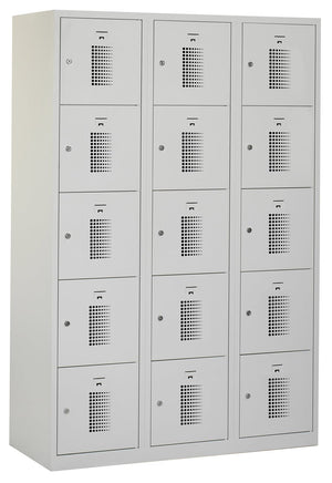 Locker NHT 180-3.15 valgrendelslot RAL7035 met 15 vakken 