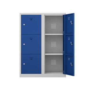Grijs blauwe locker met 6 vakken van Ceha Europe