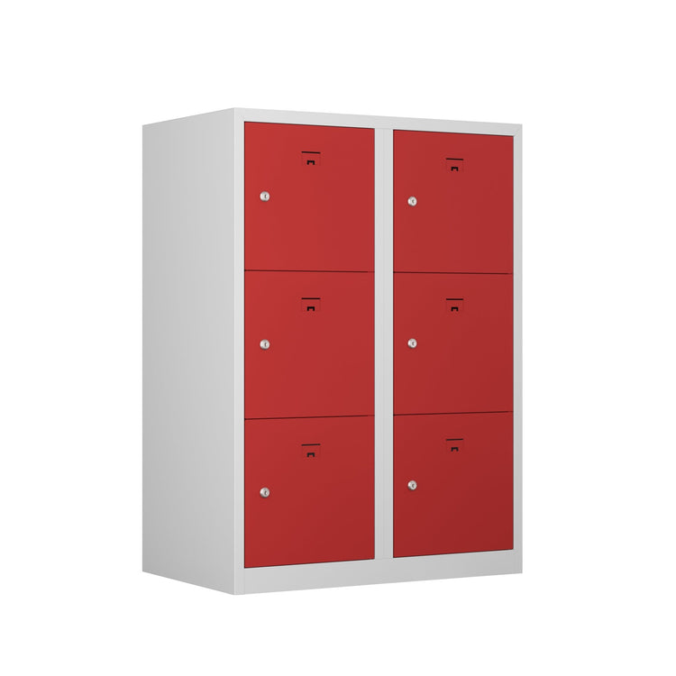 Grijs rode locker met 6 vakken