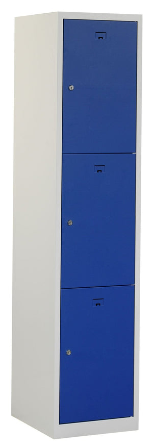 Grijs blauwe premium locker met 3 vakken en valgrendelslot