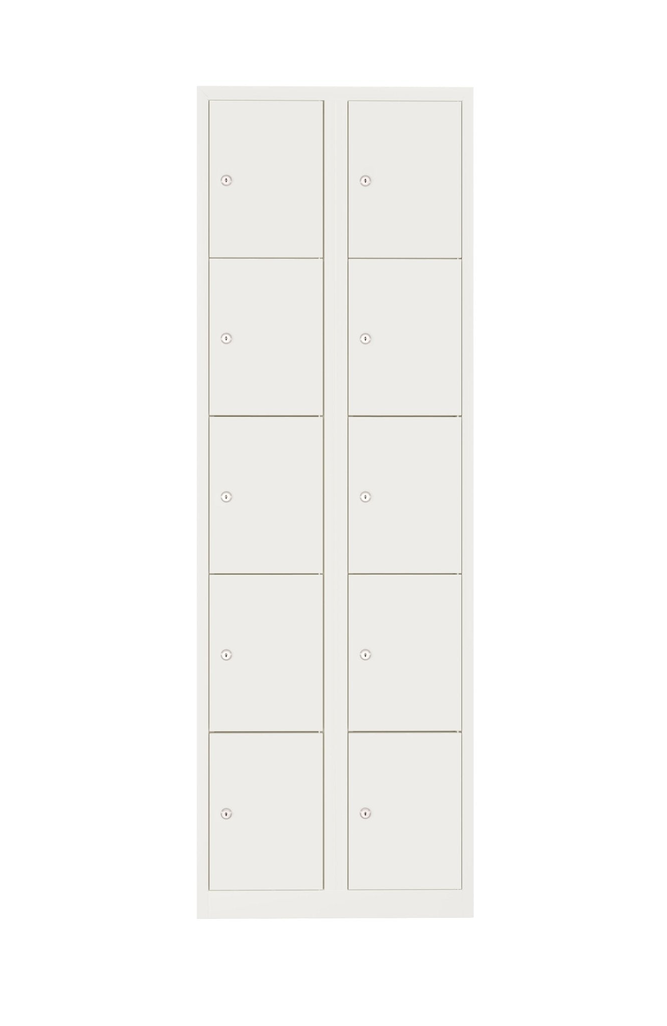 Witte locker met tien afsluitbare vakken en valgrendelslot