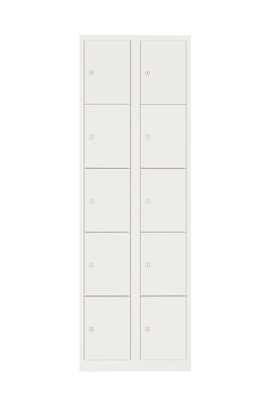 Witte locker met tien afsluitbare vakken en valgrendelslot