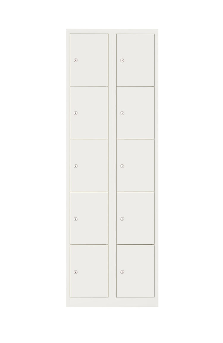 Witte locker met tien afsluitbare vakken en valgrendelslot