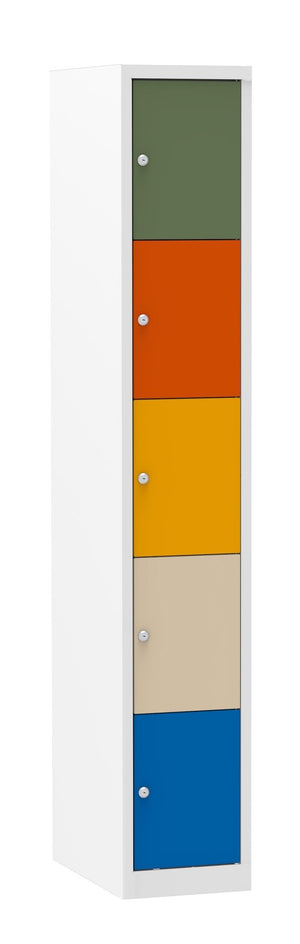 Multi-color locker met 5 vakken en cilindersloten van Ceha Europe