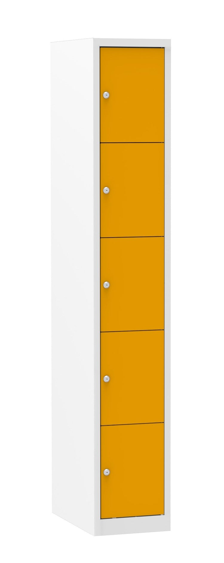 Witte locker 180x30x50 cm met kleurrijke deuren en vijf vakken