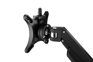 Zwarte dynamische monitorarm met VESA quick release